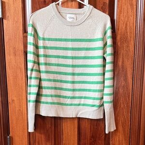 Stitches + Stripes Green and Light Gray Striped Sweater Size Medium
